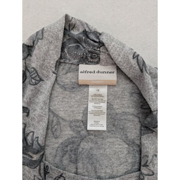 Alfred Dunner Women's Sweater Size 1X Gray Floral Print 2-For Cardigan - Picture 3 of 16